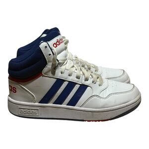 Adidas Hoops 3.0 Mid EWhite Blue Red Sneakers Youth 5Y Basketball Casual Shoes
